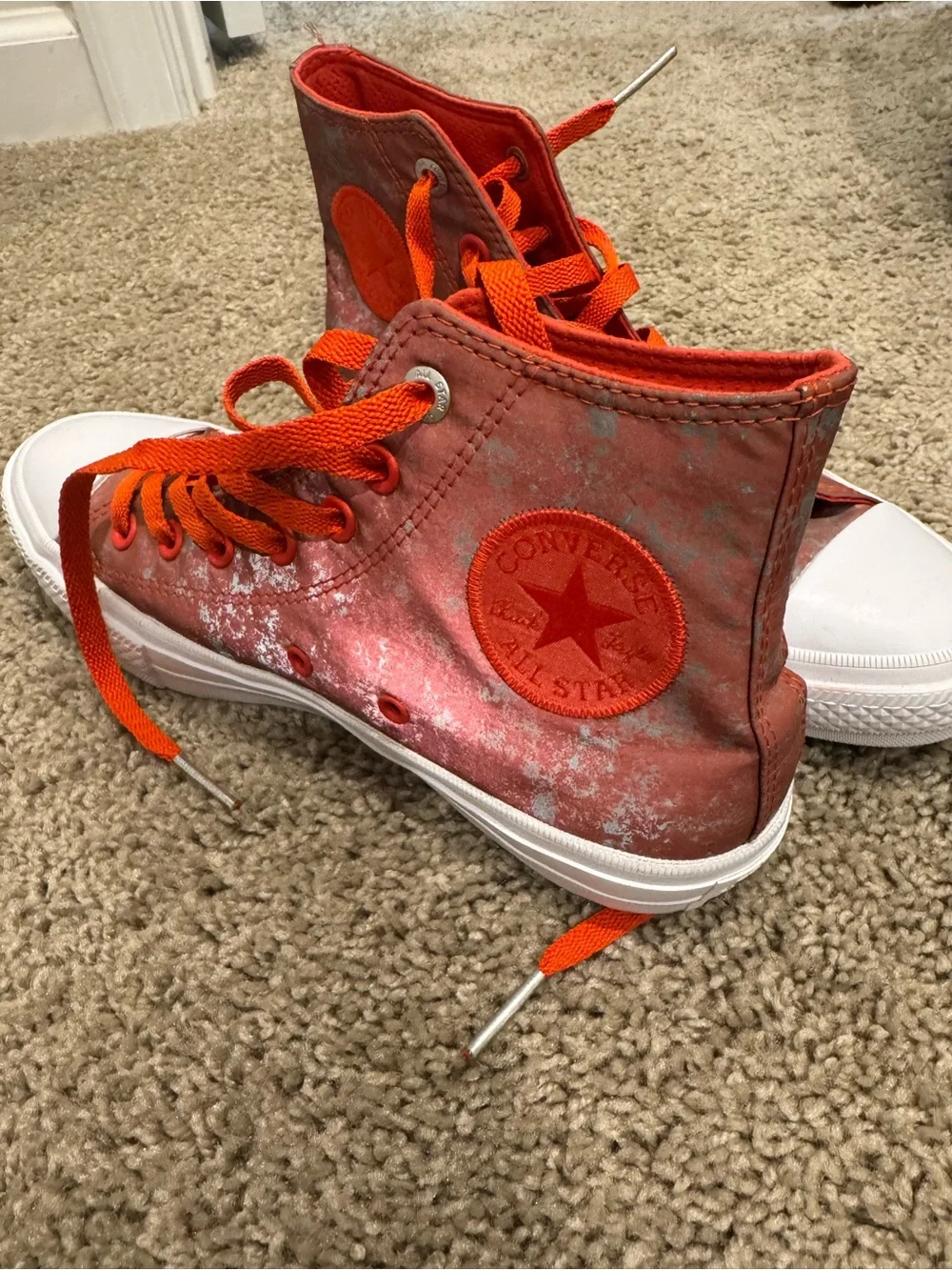 Converse High-Top Sneakers in Red and White
